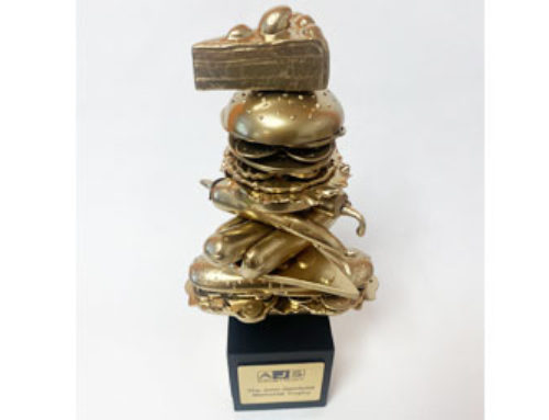 Gold food eating competition trophy